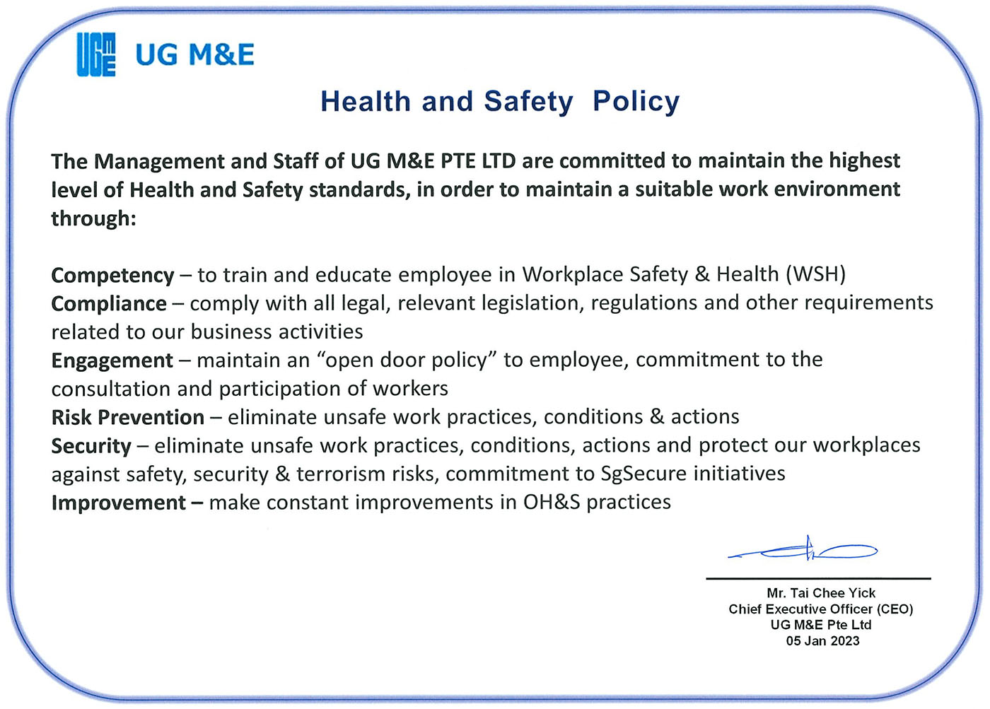 Quality, Environmental, Health & Safety - UG M&E - Leading Specialist ...